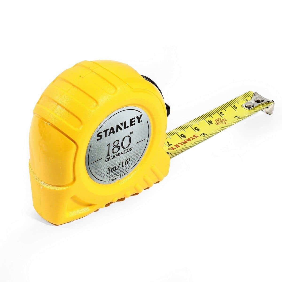 STANLEY ตลับเมตร 5 ม. X 16 มม. รุ่น Global Tape Tray 5M สีเหลือง มีความแม่นยำระดับ Class II Tru-Zero Hook (สแตนเล่ย์)