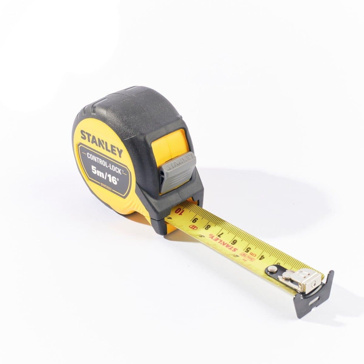 STANLEY ตลับเมตร 5 เมตร Control-Lock รุ่น STHT37217-30 สายวัดกว้าง 25 มม. ตะขอเกี่ยวขนาดใหญ่เหมาะกับทุกพื้นผิว น้ำหนักเบา (สแตนเล่ย์)