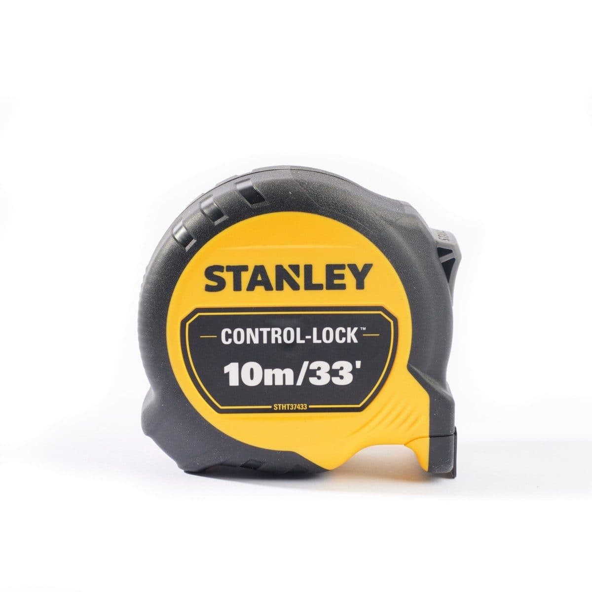 STANLEY ตลับเมตร 10 เมตร Control-Lock รุ่น STHT37433-30 สายวัดกว้าง 25 มม. ตะขอเกี่ยวขนาดใหญ่เหมาะกับทุกพื้นผิว น้ำหนักเบา (สแตนเล่ย์)