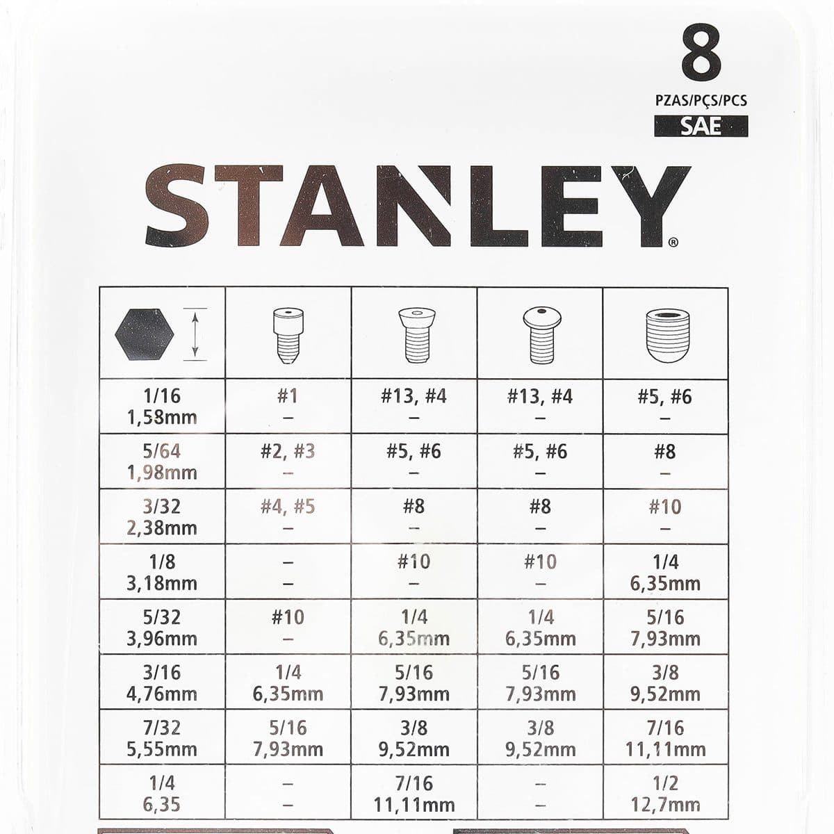 69-252-22ชุดประแจ 6เหลี่ยมก้านสั้น 8ชิ้น