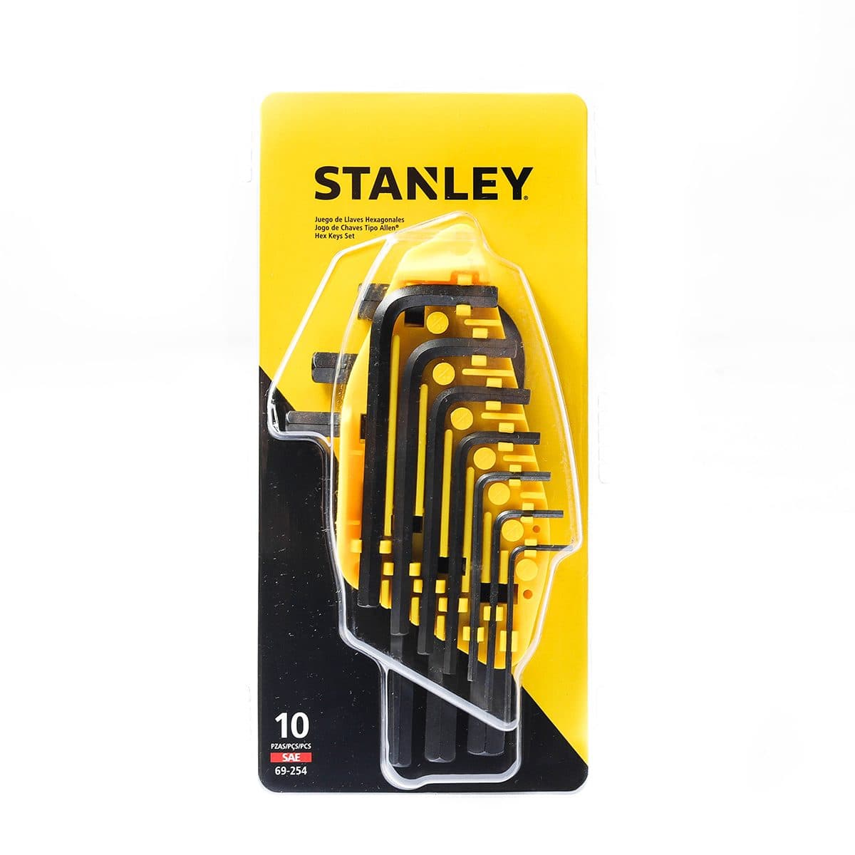 STANLEY (สแตนเล่ย์) ชุดประแจแอล หกเหลี่ยม ก้านดำ 10 ชิ้น รุ่น 69-254-22 ประกอบด้วยเบอร์ 1/16, 5/64, 3/32, 1/8, 5/32, 3/16, 7/32, 1/4, 5/16, 