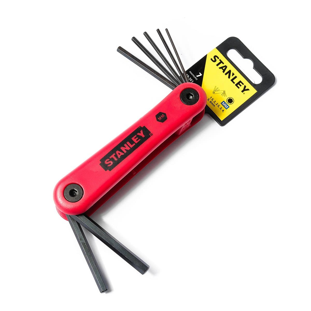 ชุดประแจแอลหัว 6 เหลี่ยม ก้านดำ แบบพับได้ สแตนเล่ย์ (STANLEY) รุ่น 69-261 1 ชุด 7 ชิ้น ประกอบไปด้วยขนาด 1.5, 2, 2.5, 3, 4, 5, 6 มม.