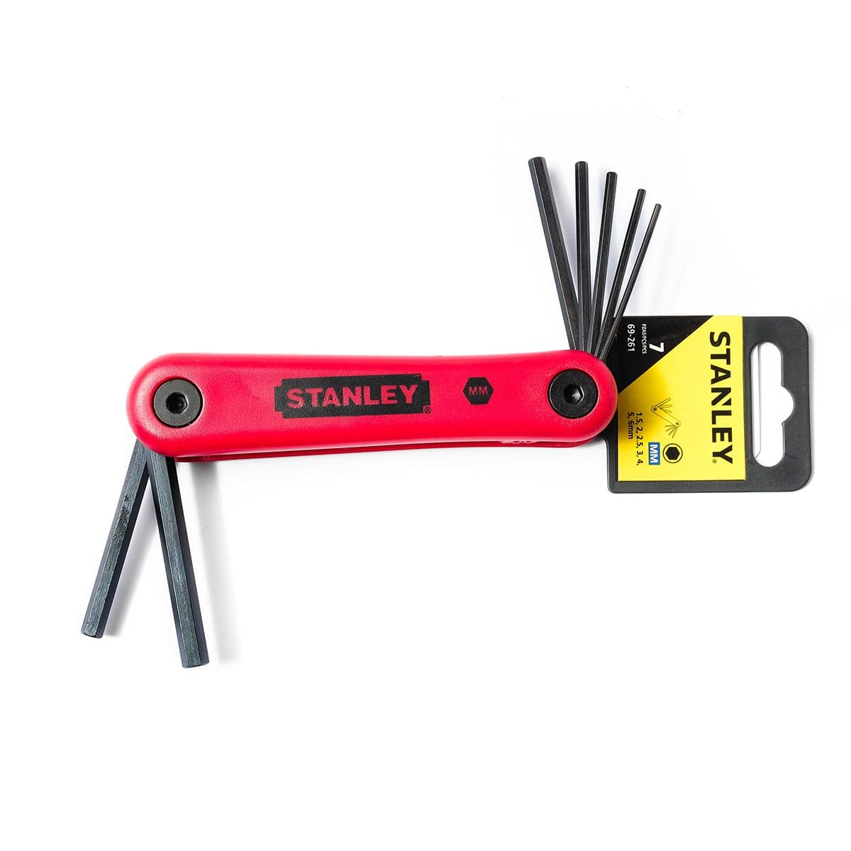 ชุดประแจแอลหัว 6 เหลี่ยม ก้านดำ แบบพับได้ สแตนเล่ย์ (STANLEY) รุ่น 69-261 1 ชุด 7 ชิ้น ประกอบไปด้วยขนาด 1.5, 2, 2.5, 3, 4, 5, 6 มม.