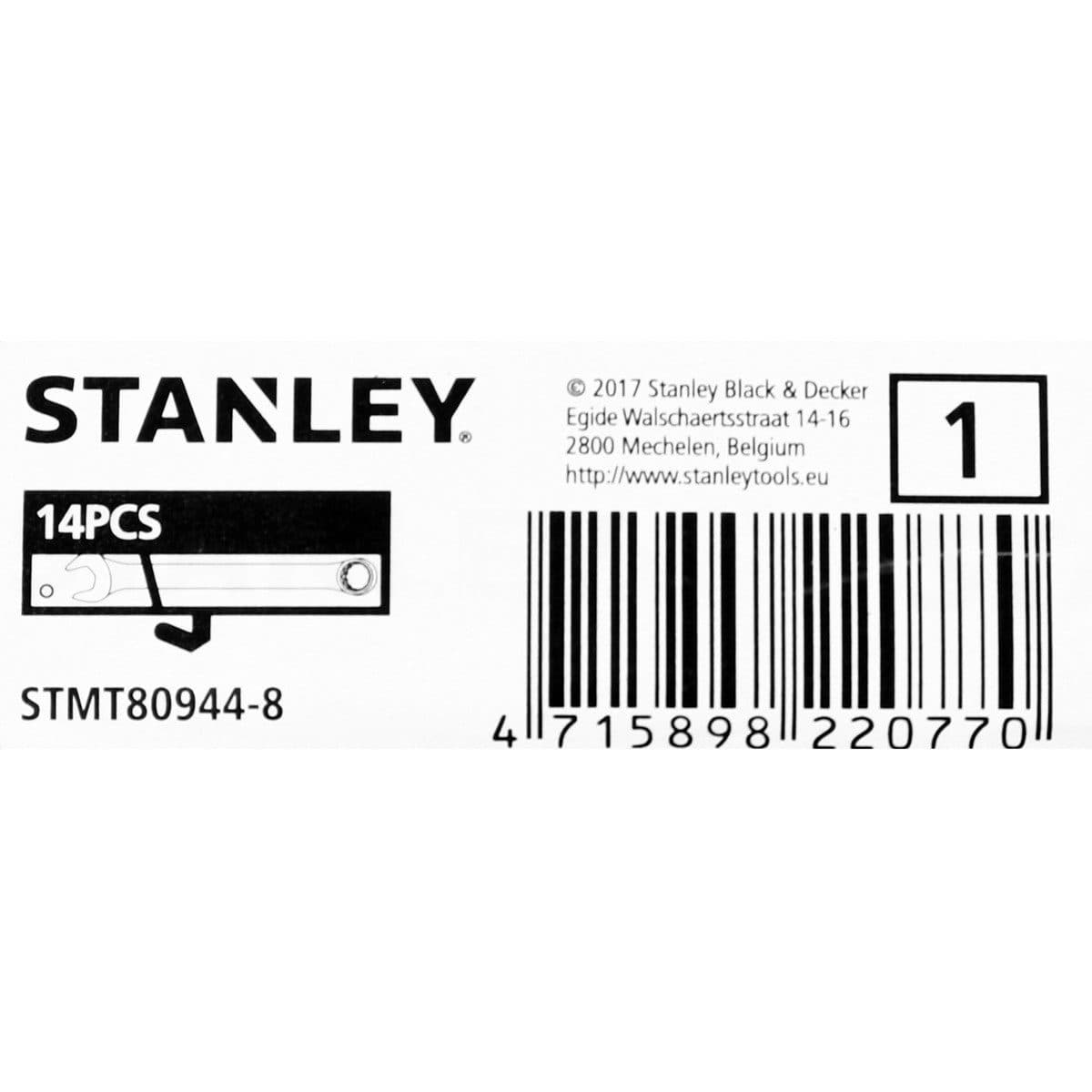 ชุดประแจแหวนข้างปากตาย 14 ชิ้น ซองผ้า สแตนเล่ย์ (STANLEY) รุ่น CWB ขนาด 8-32 มม. ในชุดประกอบไปด้วยเบอร์ 8,9,10,12,13,14,17,19,21,22,24,27,30
