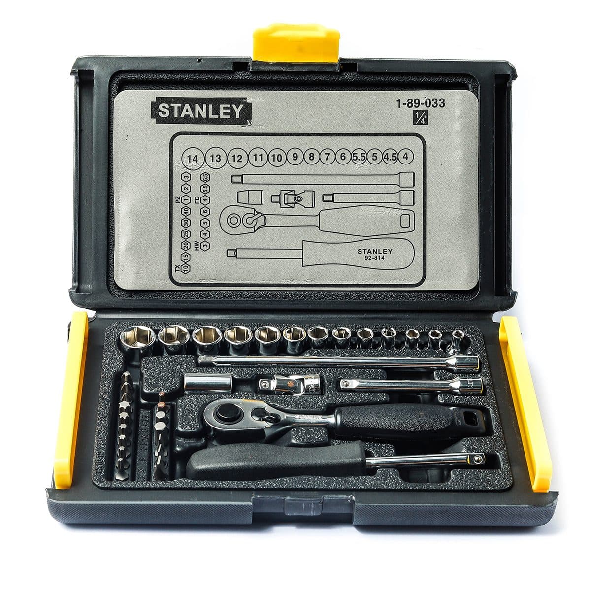 STANLEY บ็อกชุด 1/4 นิ้ว จำนวน 35 ชิ้น รุ่น 89-033 ลูกบ็อกซ์ มาตรฐาน 6 เหลี่ยม (สแตนเล่ย์)