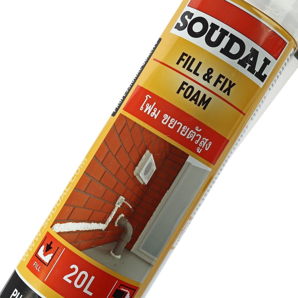 สเปรย์โฟม พียูโฟม ฟิลล์ &amp; ฟิกซ์โฟม ซูดัล (SOUDAL) ขนาด 500 มล. โฟมโพลียูรีเทนอุดรอยรั่ว ยึดเกาะได้ดีกับหลายพื้นผิว คงรูปได้ดี ไม่หดหรือข