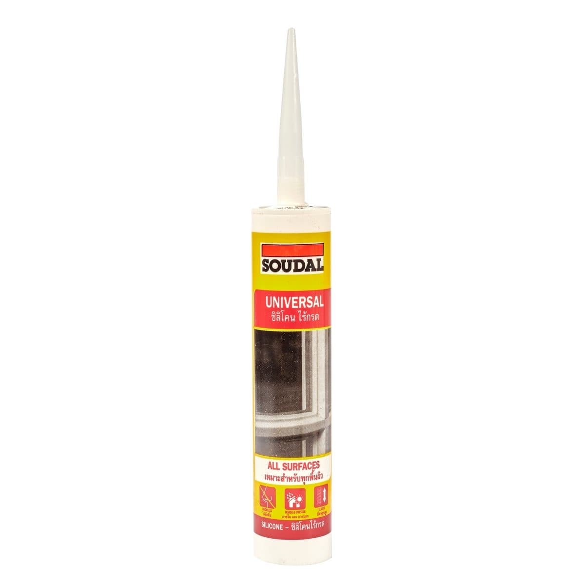 ยาแนวซิลิโคน ชนิดเป็นกลาง ไม่มีกรด สีขาว 270 ml. ซูดัล (SOUDAL) ไม่มีกรด ใช้งานง่าย ทนทานต่อสภาพอากาศและรังสียูวี มีความยืดหยุ่นทนทานหลังการ