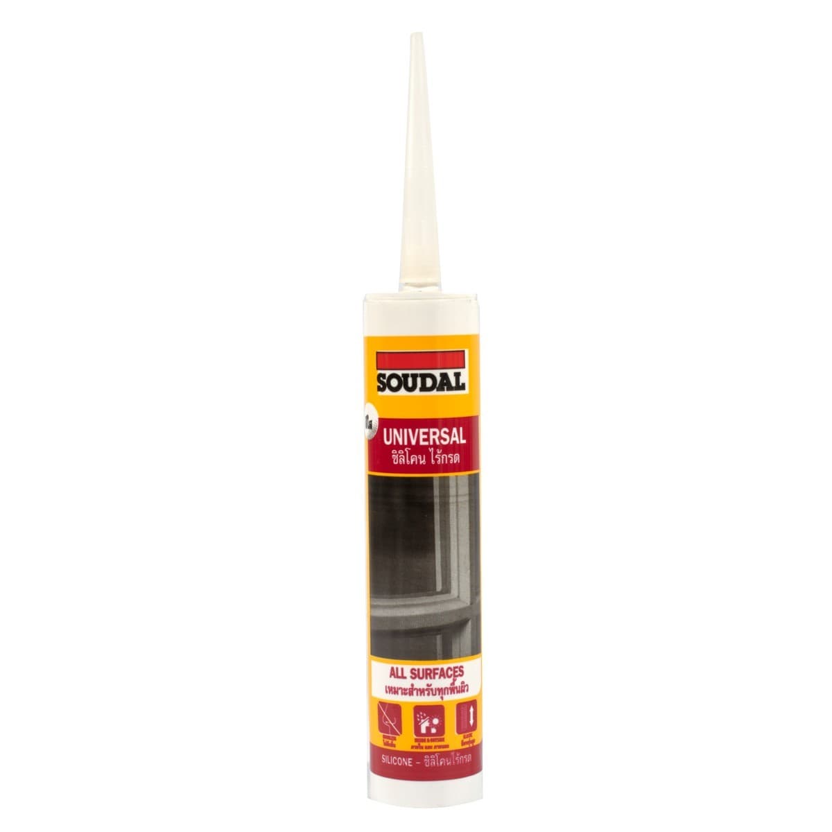 ยาแนวซิลิโคน ชนิดเป็นกลาง ไม่มีกรด สีใส 270 ml. ซูดัล (SOUDAL) ไม่มีกรด ใช้งานง่าย ทนทานต่อสภาพอากาศและรังสียูวี มีความยืดหยุ่นทนทานหลังการแ