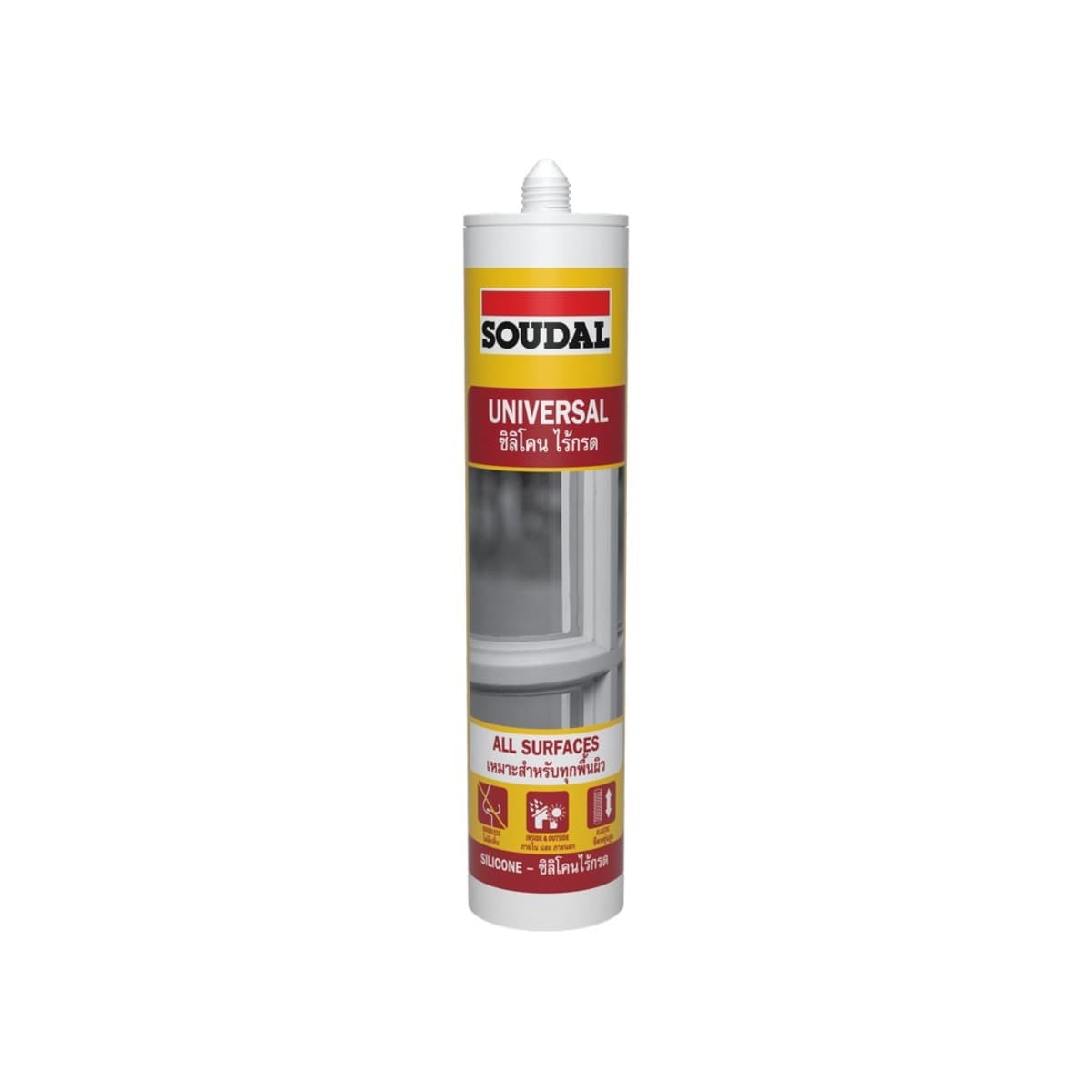 ยาแนวซิลิโคน ชนิดเป็นกลาง ไม่มีกรด สีดำ 270 ml. ซูดัล (SOUDAL) ไม่มีกรด ใช้งานง่าย ทนทานต่อสภาพอากาศและรังสียูวี มีความยืดหยุ่นทนทานหลังการแ