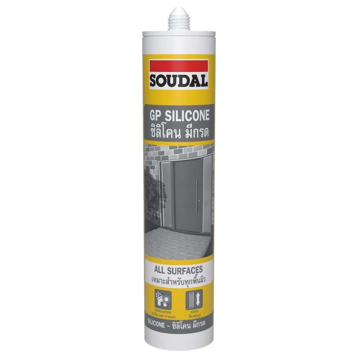 ยาแนวซิลิโคน ชนิดมีกรด สีขาว 270 ml. ซูดัล (SOUDAL) ใช้งานง่าย ไม่มีสารระเหย มีความยืดหยุ่นทนทานหลังการแห้งตัว ผลิตจากซิลิโคนแท้