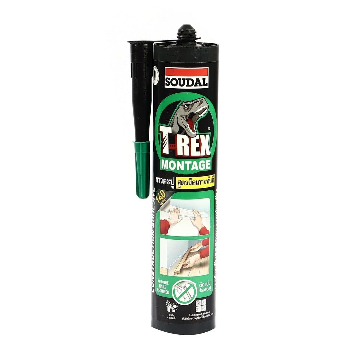กาวตะปู สูตรน้ำ T-Rex Montage Super 350 กรัม ซูดัล (SOUDAL) ส่วนผสมของไฟเบอร์ ยึดเกาะได้ทันที (ขณะยังไม่แข็งตัว) ยึดเกาะทันที แม้ในแนวผนัง แ