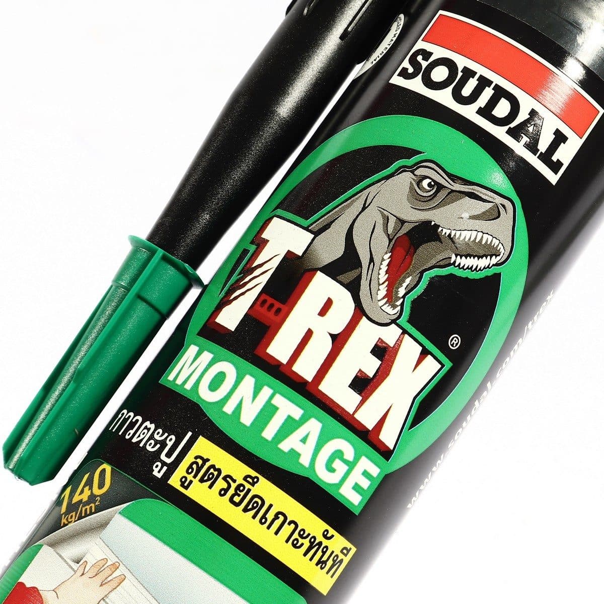 กาวตะปู สูตรน้ำ T-Rex Montage Super 350 กรัม ซูดัล (SOUDAL) ส่วนผสมของไฟเบอร์ ยึดเกาะได้ทันที (ขณะยังไม่แข็งตัว) ยึดเกาะทันที แม้ในแนวผนัง แ