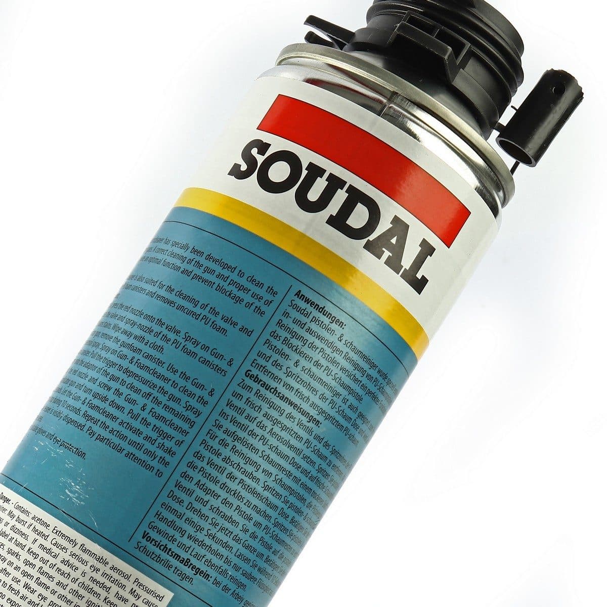 สเปรย์ทำความสะอาด โฟมโพลียูรีเทน ซูดัล (Soudal) ขนาด 500 มิลลิลิตร ล้างคราบเหนียว และทำความสะอาดสิ่งสกปรกต่างๆ ได้เป็นอย่างดี เก็บได้ 24 เดื