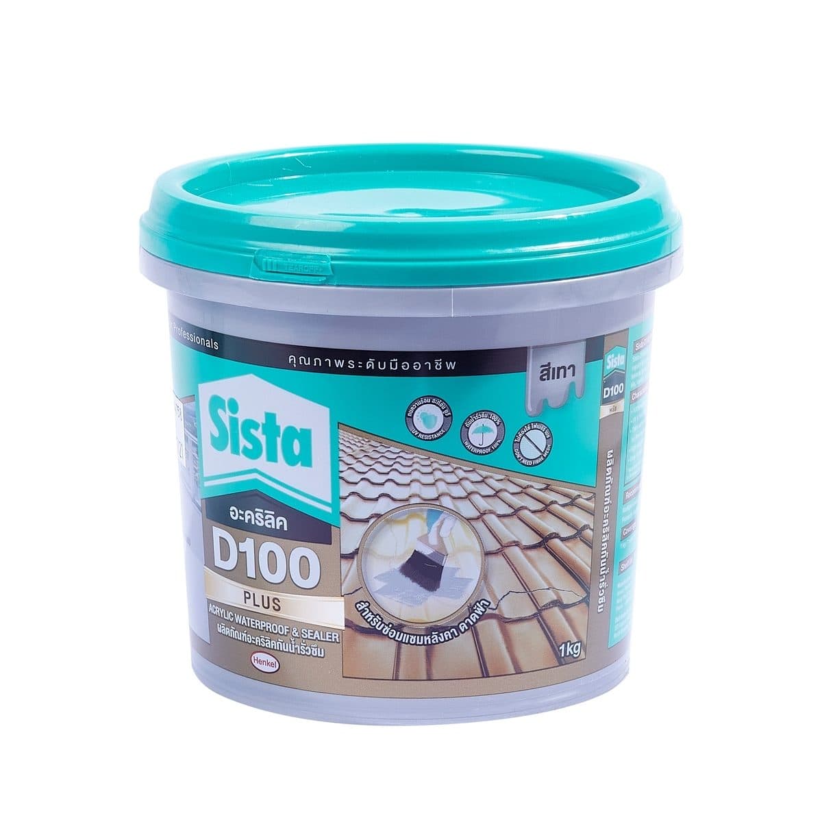 SISTA อะคริลิคกันน้ำรั่วซึม ยาแนว สีเทา ขนาด 1 กก. รุ่น D100 พลัส อะคริลิคโพลิเมอร์สูตรน้ำ ยึดติดได้ดีกับวัสดุทุกประเภท ซ่อมแซมรอยแตกร้าว ทน