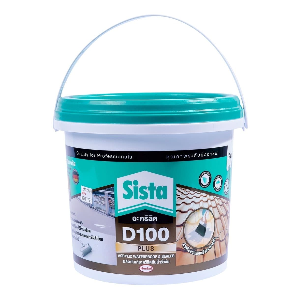 SISTA อะคริลิคกันน้ำรั่วซึม ยาแนว สีขาว ขนาด 4 กก. รุ่น D100 พลัส อะคริลิคโพลิเมอร์สูตรน้ำ ยึดติดได้ดีกับวัสดุทุกประเภท ซ่อมแซมรอยแตกร้าว ทน