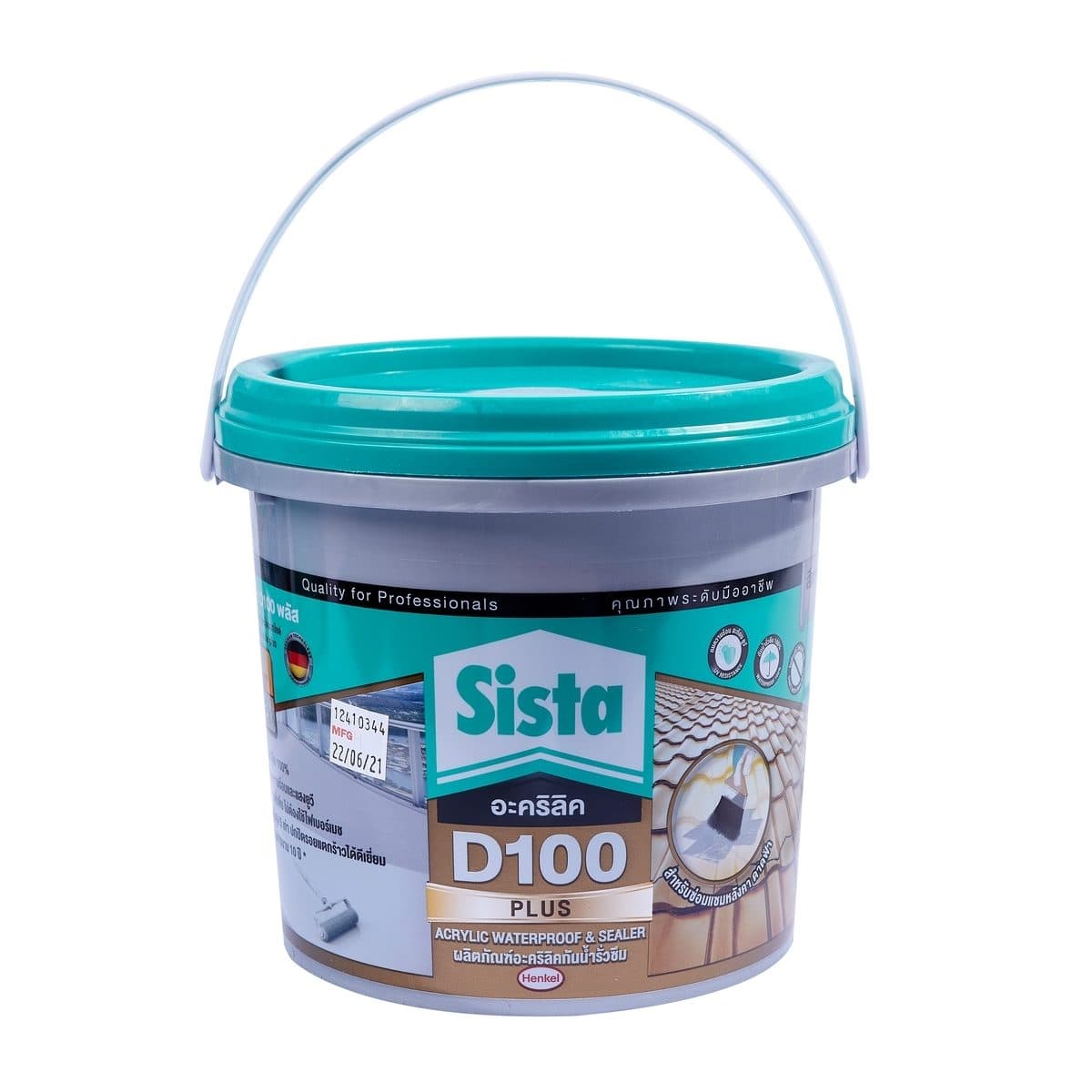 SISTA อะคริลิคกันน้ำรั่วซึม ยาแนว สีเทา ขนาด 4 กก. รุ่น D100 พลัส อะคริลิคโพลิเมอร์สูตรน้ำ ยึดติดได้ดีกับวัสดุทุกประเภท ซ่อมแซมรอยแตกร้าว ทน
