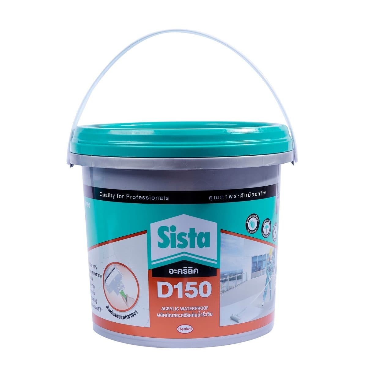 SISTA อะคริลิคกันน้ำรั่วซึม ยาแนว สีเทา ขนาด 4 กก. รุ่น D150 อะคริลิคโพลิเมอร์สูตรน้ำ ยึดติดวัสดุได้ดีกับวัสดุประเภท ซ่อมแซมรอยแตกร้าว ทนต่อ