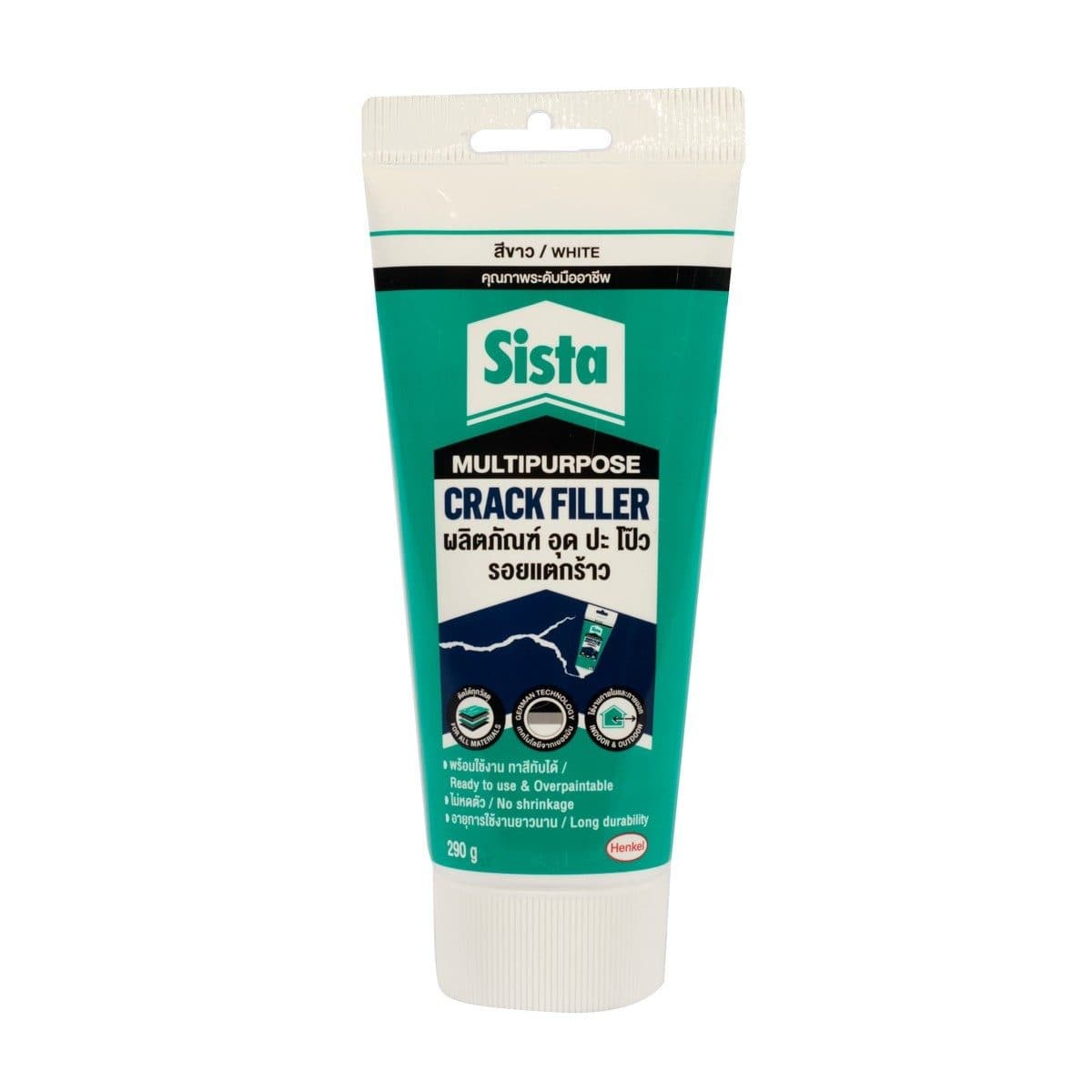 SISTA (ซีสต้า) อะคริลิคซ่อมรอยแตก สีขาว 290 กรัม รุ่น Multipropose ใช้ซ่อมแซมรอยแตกร้าวบนผนัง เพื่อป้องกันการรั่วซึม ใช้งานได้ทั้งภายในและภา
