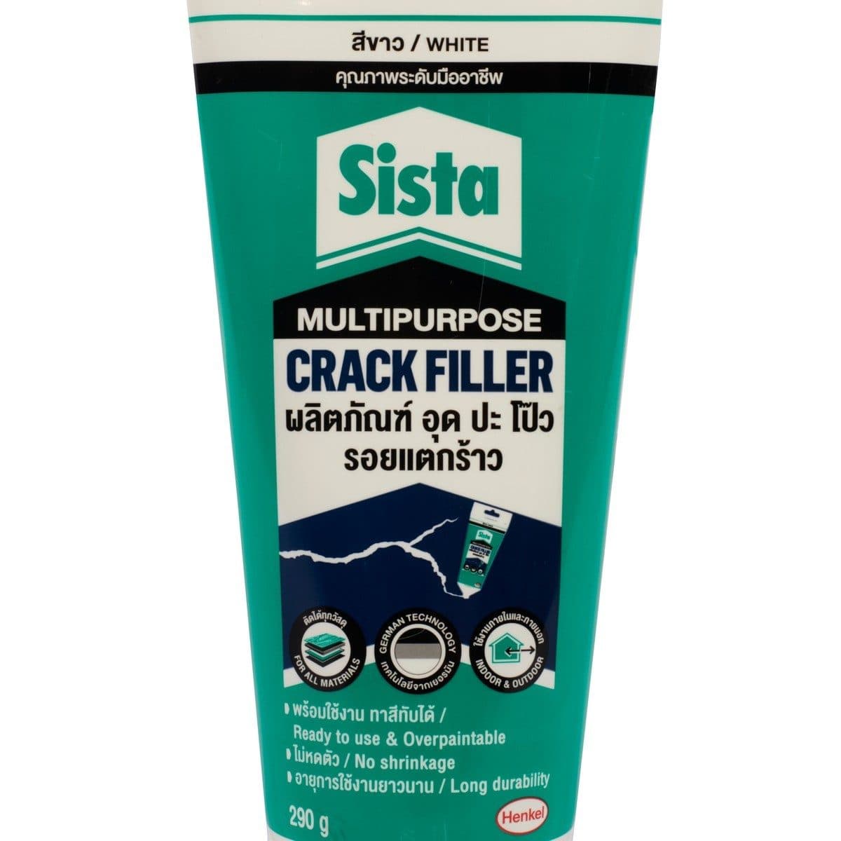 SISTA (ซีสต้า) อะคริลิคซ่อมรอยแตก สีขาว 290 กรัม รุ่น Multipropose ใช้ซ่อมแซมรอยแตกร้าวบนผนัง เพื่อป้องกันการรั่วซึม ใช้งานได้ทั้งภายในและภา