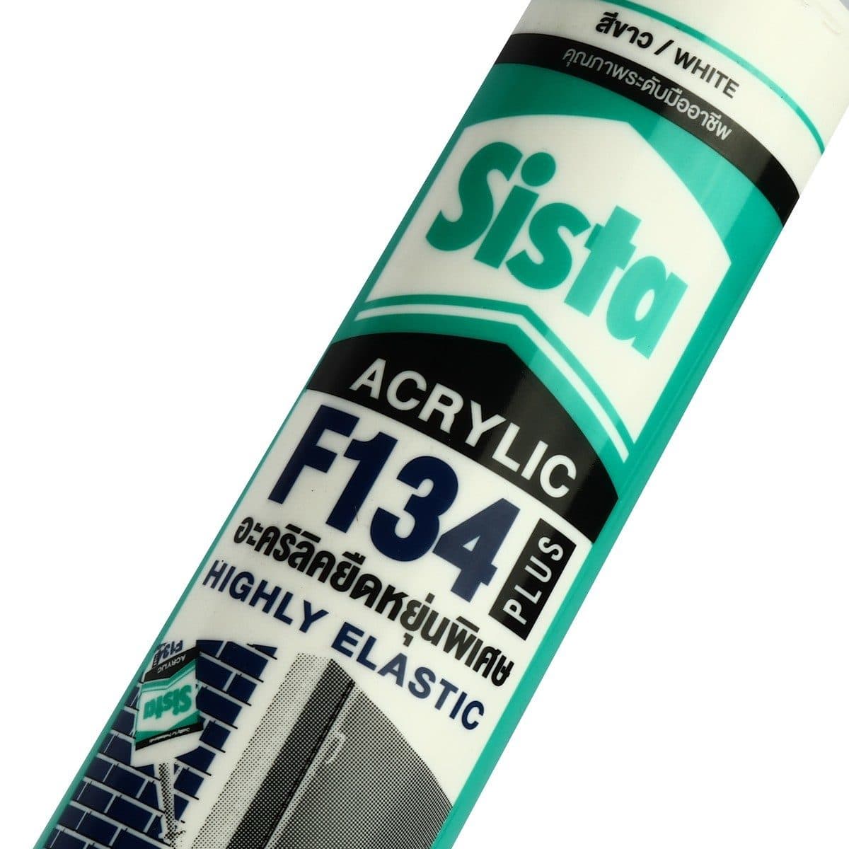 SISTA อะคริลิคยาแนวยืดหยุ่นสูง สีขาว F134 พลัส ขนาด 300 มล. ป้องกันเชื้อรา สามารถอุดรอยต่อของงานปูน คอนกรีต ไม้ ไวนิล ทนทานต่อทุกสภาพอากาศ ส