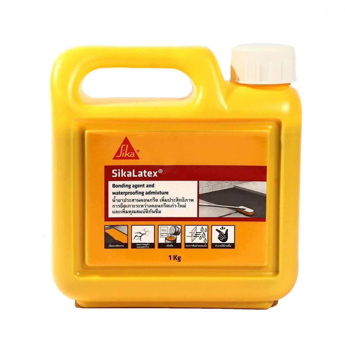 SIKA ลาเท็กซ์ น้ำยาประสานคอนกรีต ขนาด 1 กก. ใช้ผสมกับปูนทราย เพื่อเพิ่มการยึดเกาะระหว่างคอนกรีตเก่าและคอนกรีตใหม่ ช่วยลดการหดตัวและรอยแตกร้า