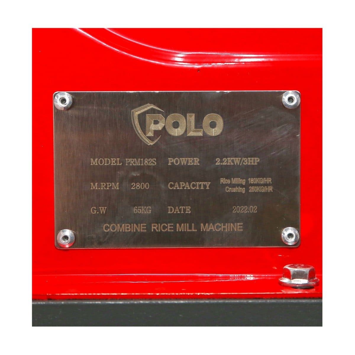 POLO เครื่องสีข้าว 4 ระบบ (ครบชุด) มอเตอร์ 2.2 กิโลวัตต์ (3 แรงม้า) รุ่น PRM182S พร้อมหัวโม่แป้ง แบบมีตะแกรงร่อน อัตราการสีข้าว 180 กก./ชม. 