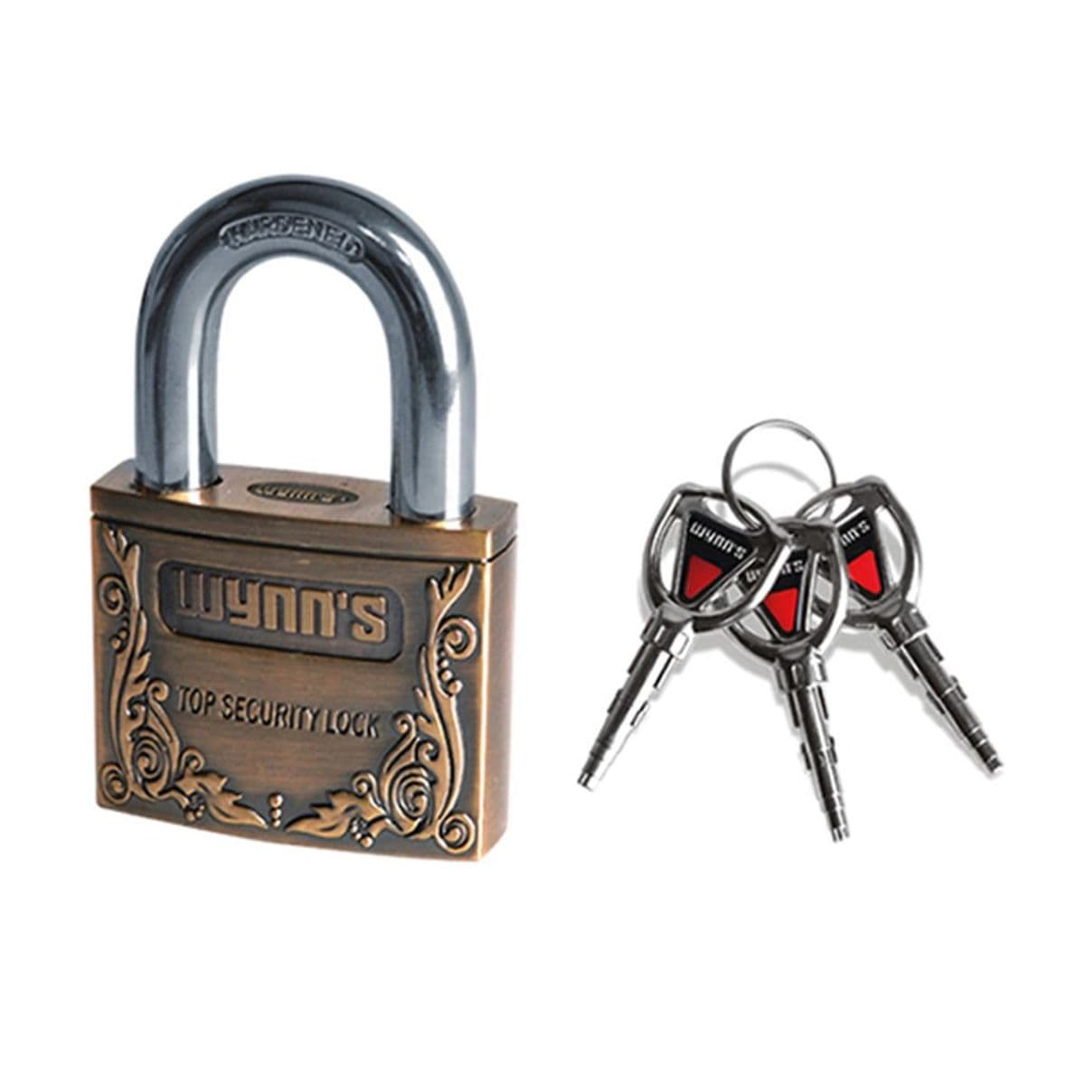 กุญแจสลักสายสีทองเหลือง คอสั้น 50MM