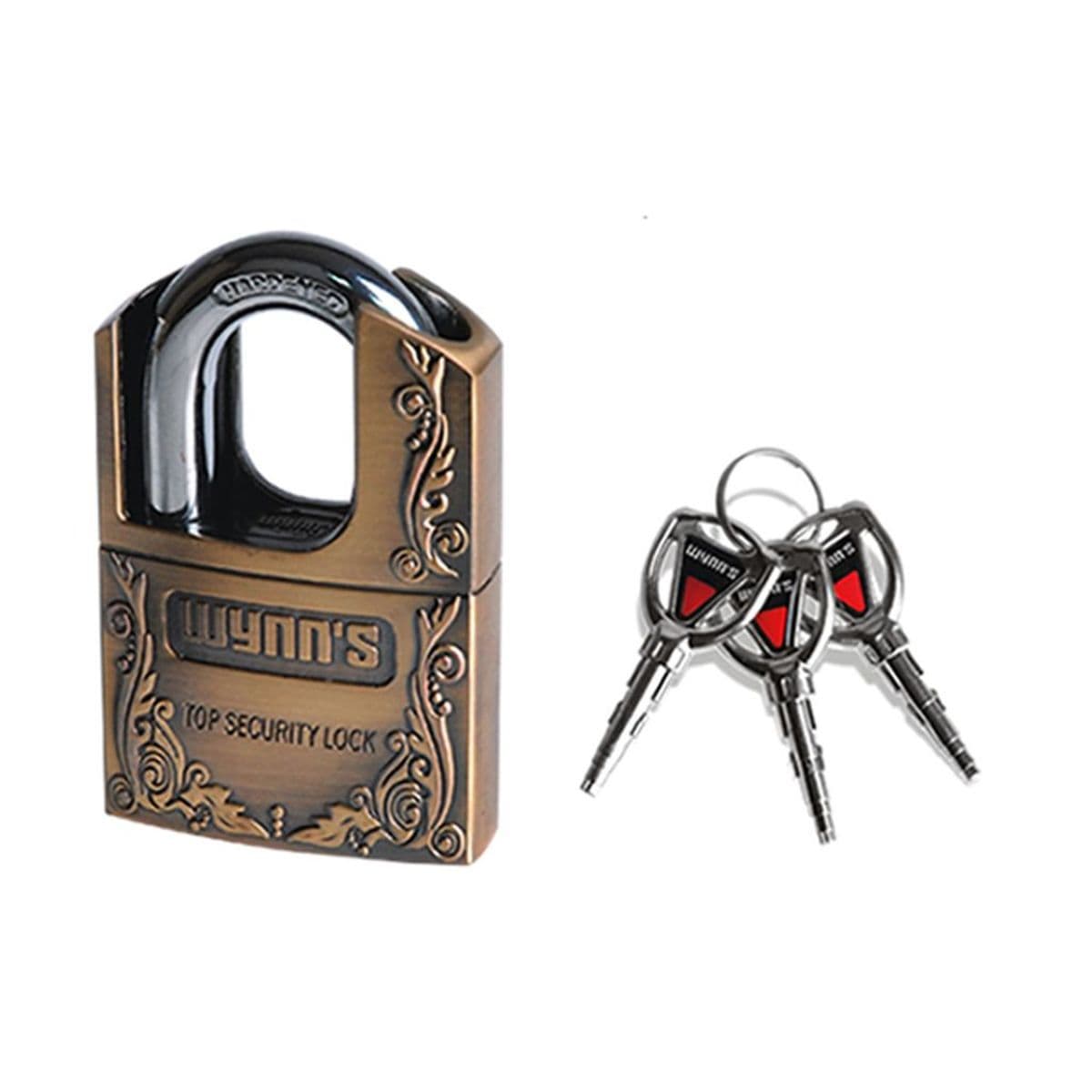 กุญแจลายสีทองเหลือง หุ้มก้านเดี่ยว 50MM