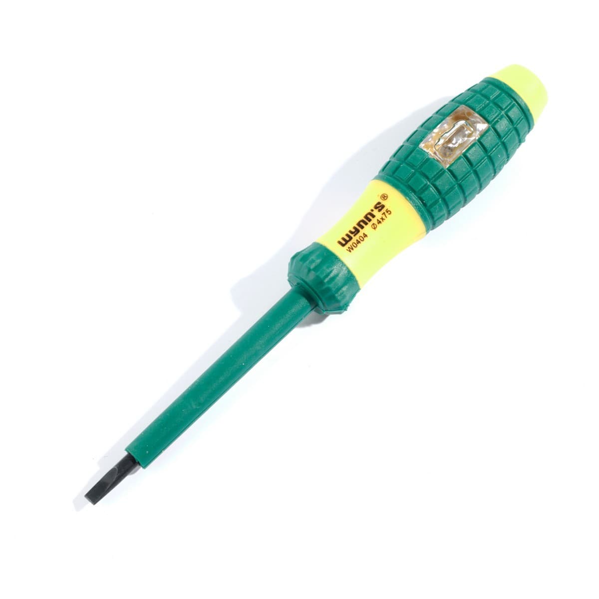 W0404 ไขควงเช็คไฟด้ามหุ้มยาง ปากแบน 3"