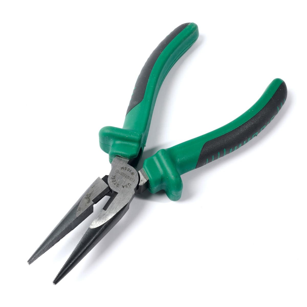 W106M คีมปากแหลมประหยัดแรง 6"ด้ามเขียวดำ