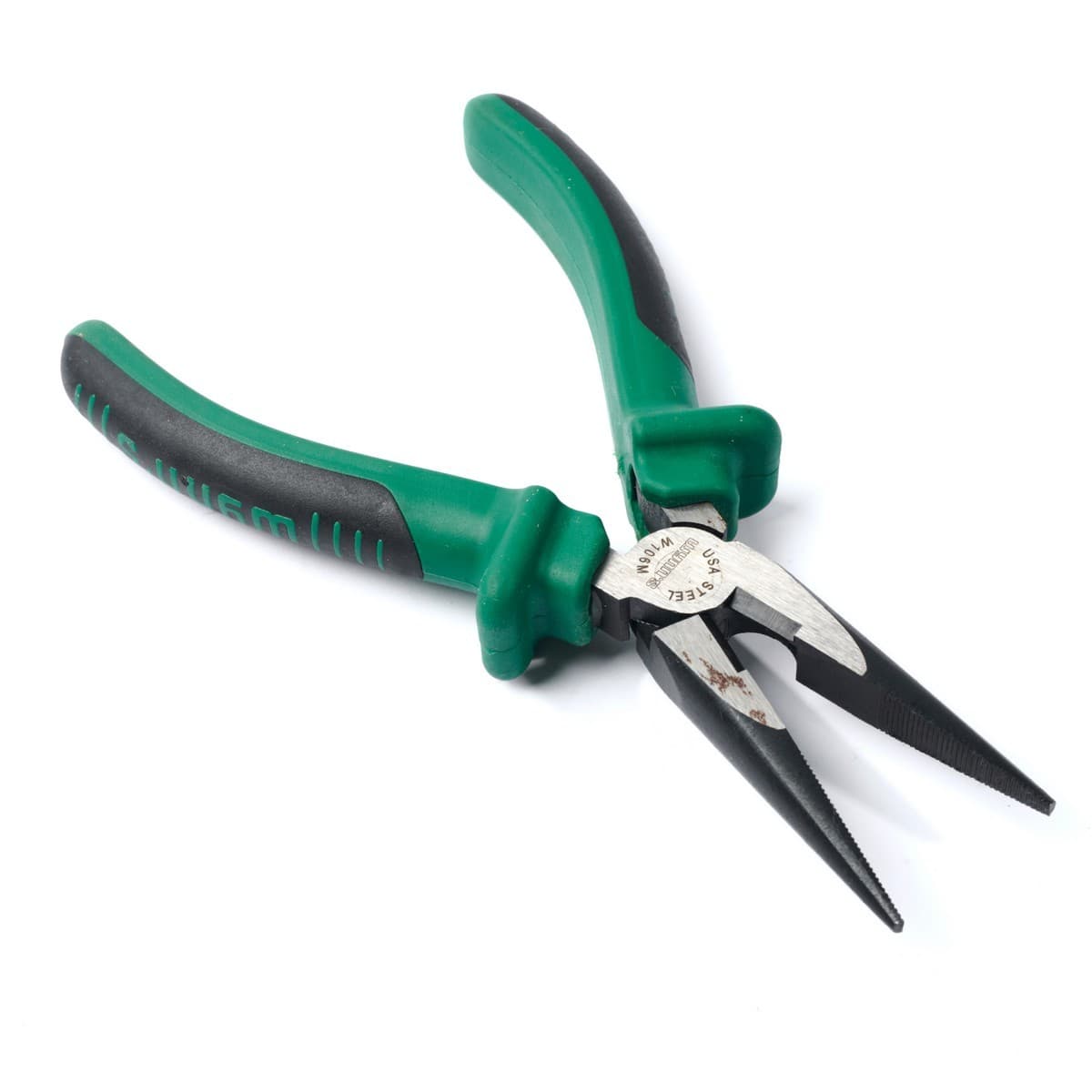 W106M คีมปากแหลมประหยัดแรง 6"ด้ามเขียวดำ